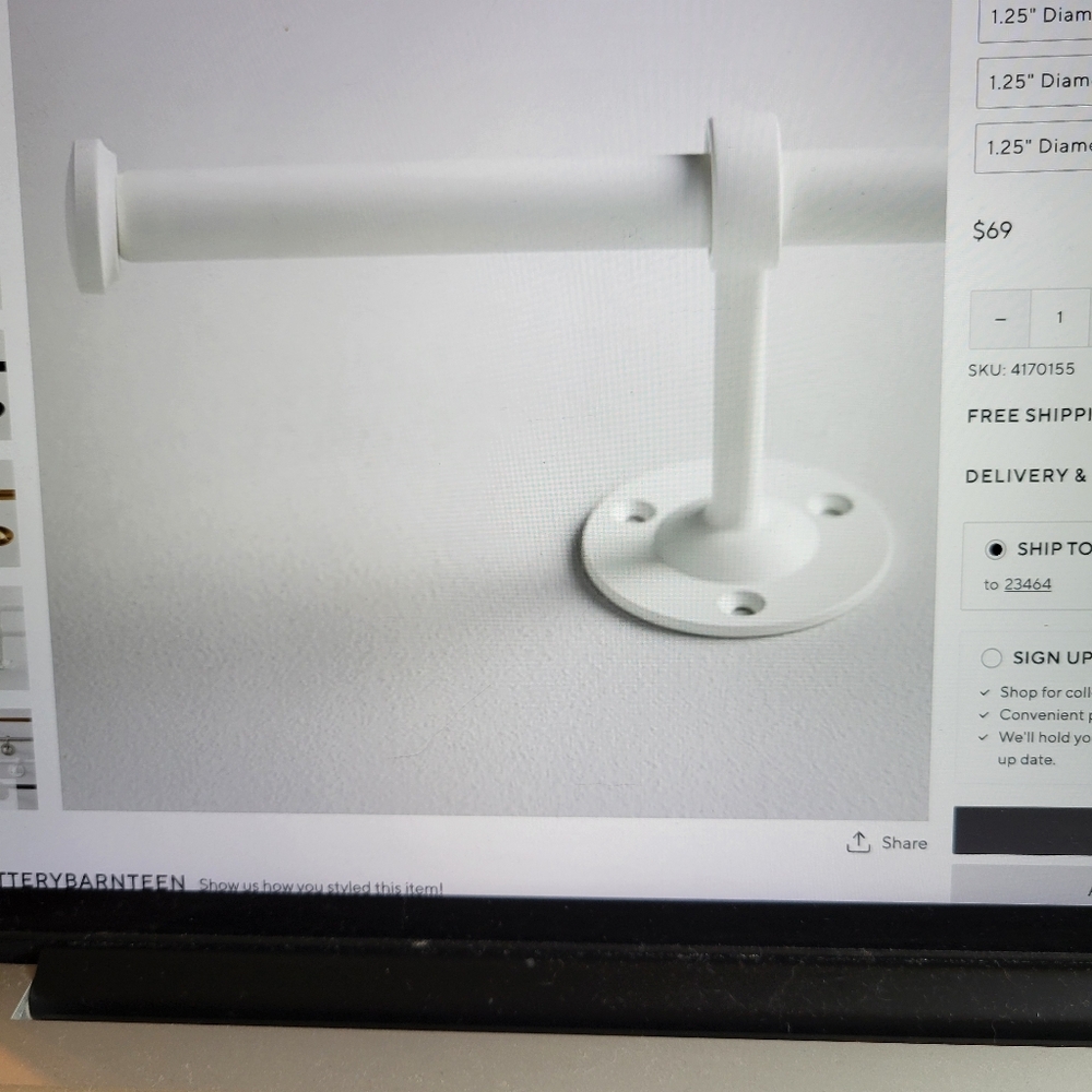 PB Teen Curtain Rod 48-88 inches